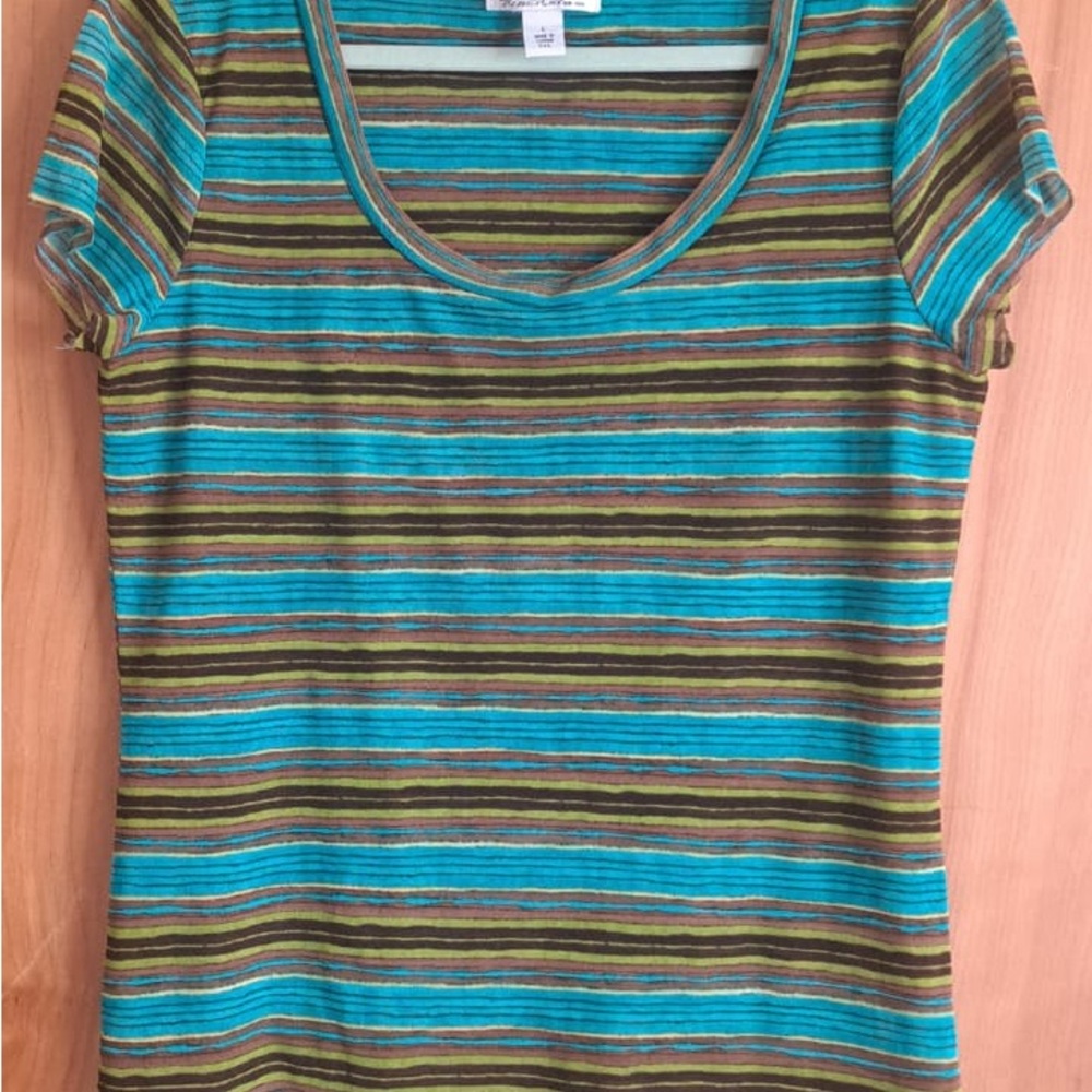 Kenneth Cole NY Multicolor Striped Top Size L